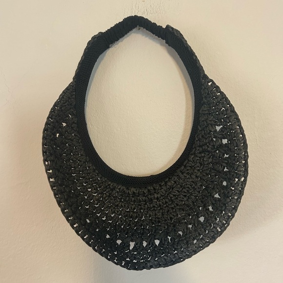 Black Wicker Straw Sun Visor - Picture 2 of 2